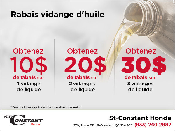 Rabais sur la vidange d'huile