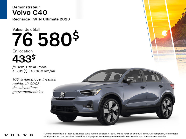 Démonstrateur Volvo C40 Recharge TWIN Ultimate 2023