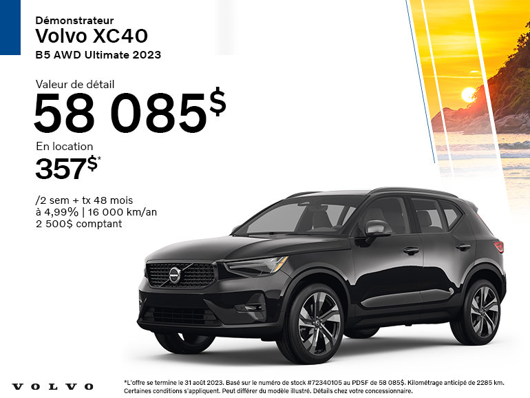 Démonstrateur Volvo XC40 B5 AWD Ultimate 2023