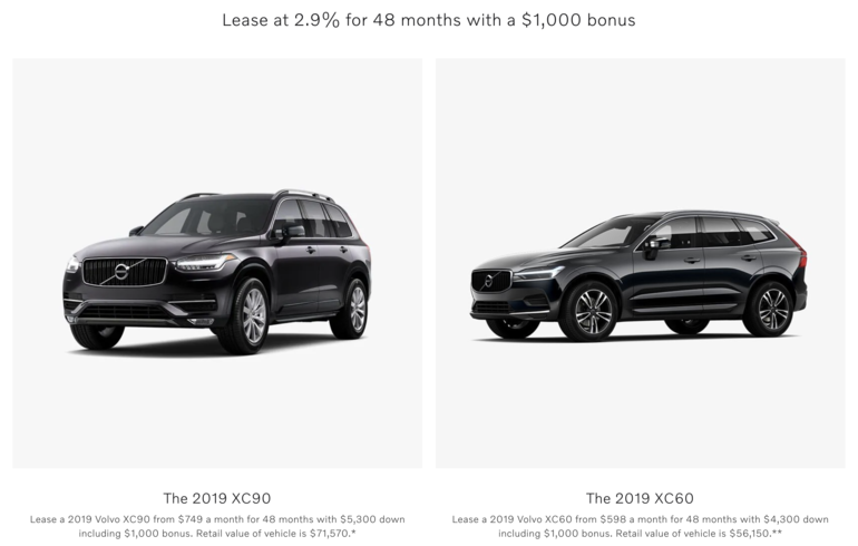 Manufacturer discount on the Volvo XC90 and the XC60