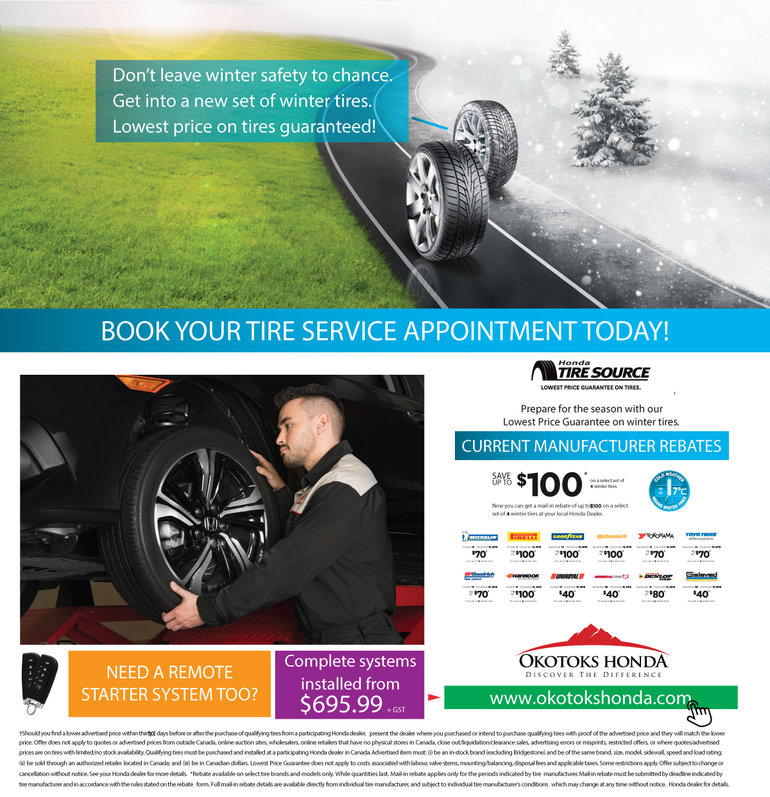 Lowest price on winter tires at Okotoks Honda Service