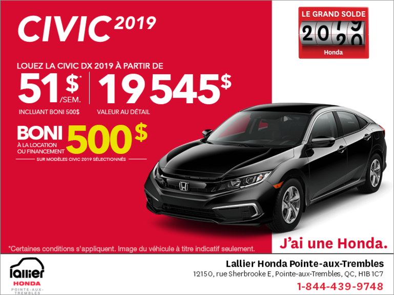 Louez la Honda Civic 2019!