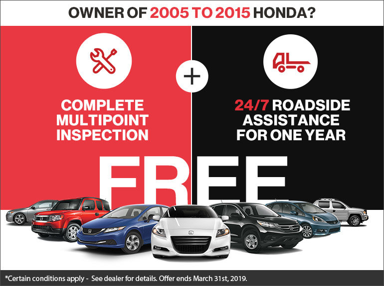 Honda Roadside Assistance >> Free Multipoint Inspection And Roadside Assistance Honda Roadside Assistance >> Free Multipoint Inspection And Roadside Assistance