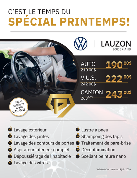 Promo sur les essuie-glace et le forfait d'esthétique