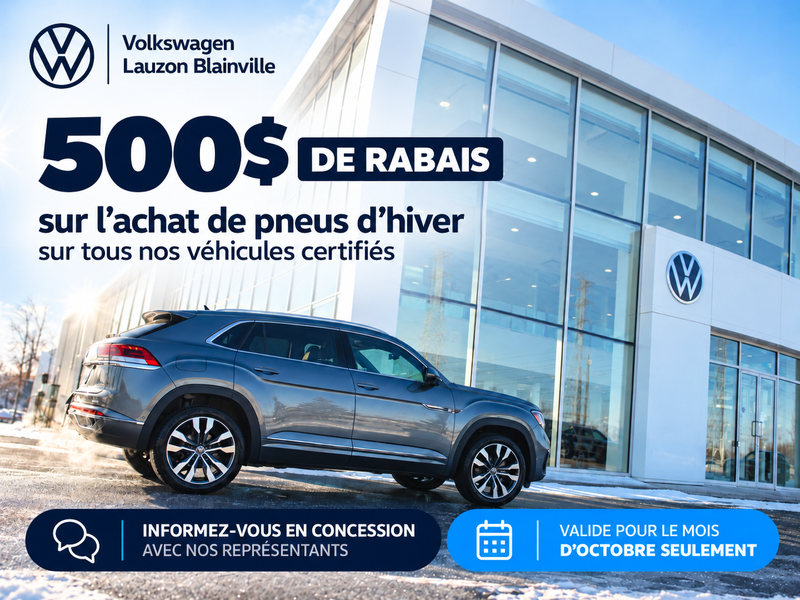 500$ de rabais sur l'achat de pneus d'hiver