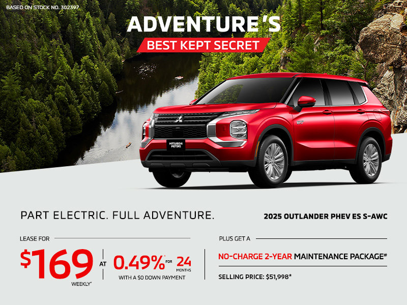 Lease a 2025 Mitsubishi Outlander PHEV ES S-AWC for as low as $169 weekly*