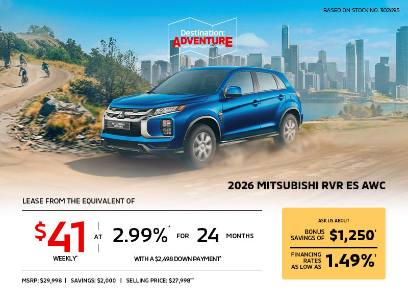 Lease a 2026 Mitsubishi RVR ES AWC for as low as $41 weekly*