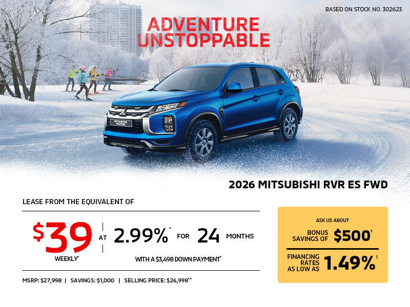Lease a 2026 Mitsubishi RVR ES FWD for as low as $39 weekly*