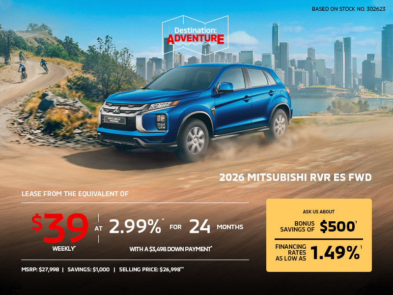 Lease a 2026 Mitsubishi RVR ES FWD for as low as $39 weekly*