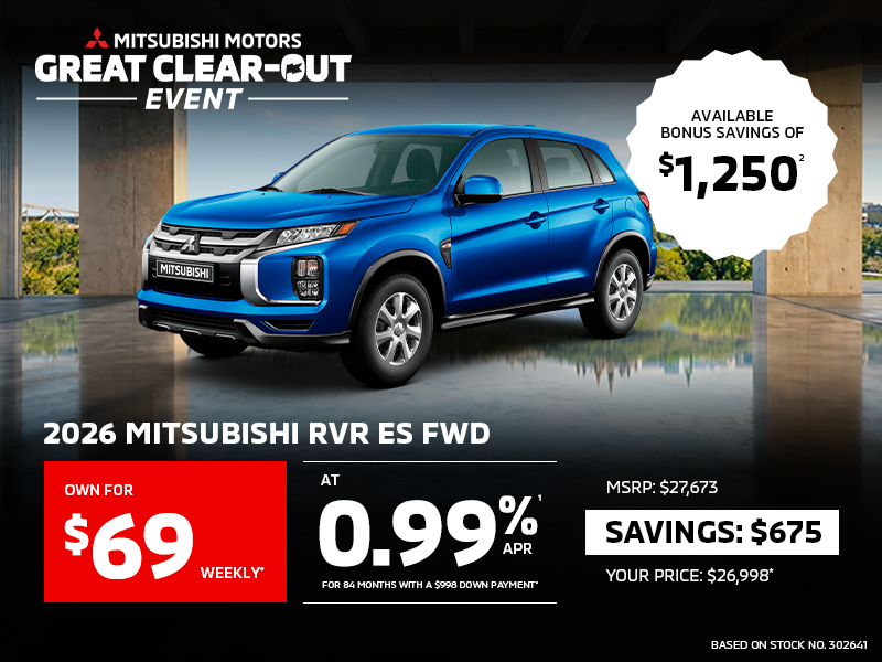 Own a 2026 Mitsubishi RVR ES FWD for as low as $69 weekly*