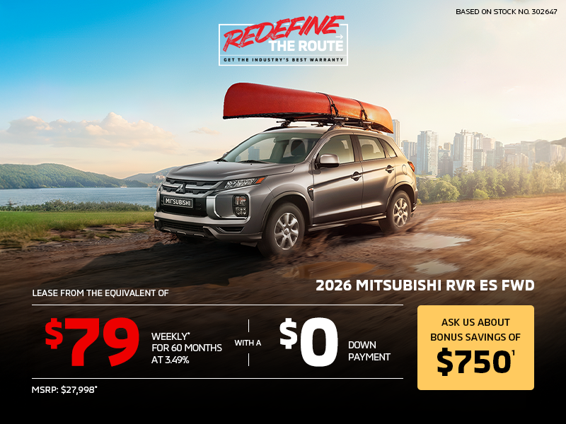 Lease a 2026 Mitsubishi RVR ES FWD for as low as $79 weekly*