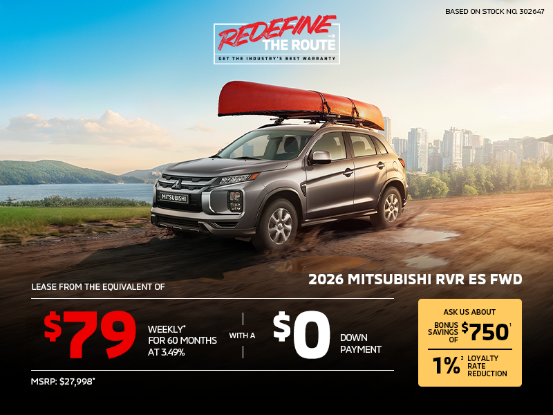 Lease a 2026 Mitsubishi RVR ES FWD for as low as $79 weekly*
