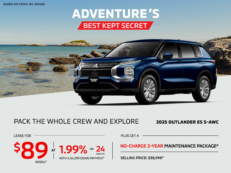 Lease a 2025 Mitsubishi Outlander ES S-AWC for as low as $89 weekly*