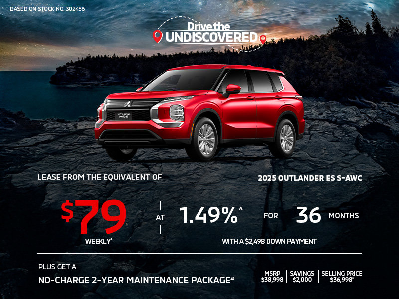 Lease a 2025 Mitsubishi Outlander ES S-AWC for as low as $79 weekly*
