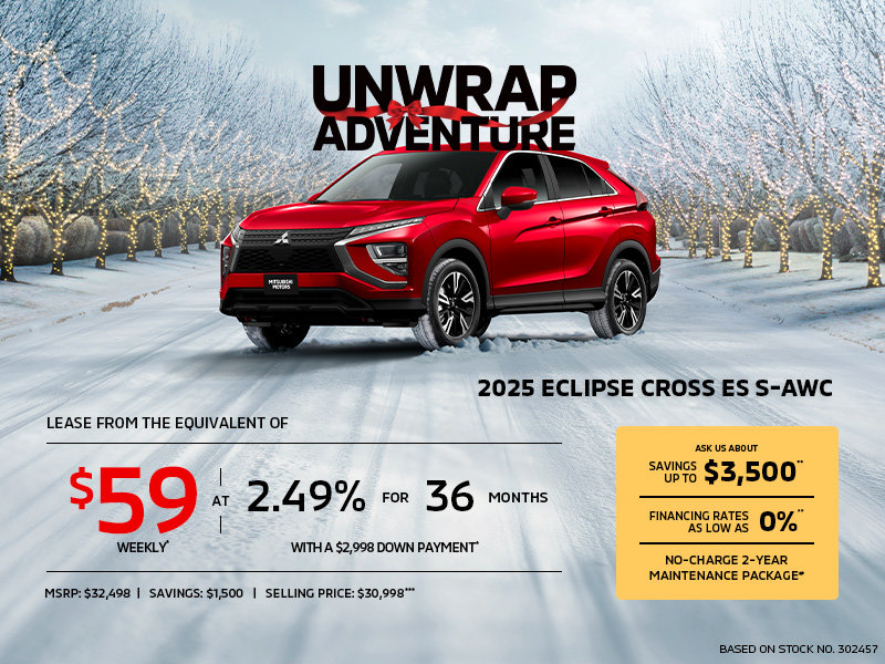 Lease a 2025 Mitsubishi Eclipse Cross ES S-AWC for as low as $59 weekly*
