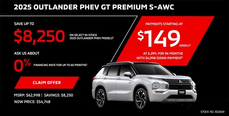 Own a 2025 Mitsubishi Outlander PHEV GT Premium S-AWC for as low as $149 weekly*