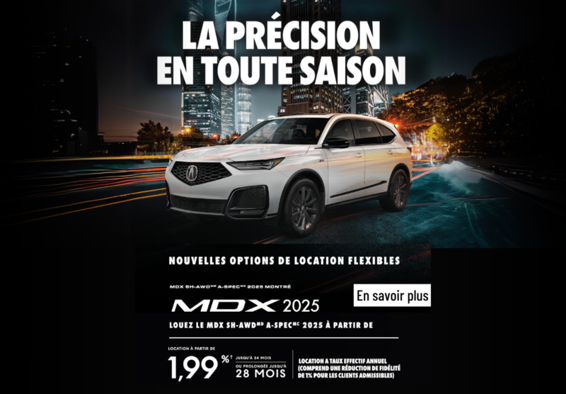 Découvrez nos nouvelles options de location flexibles pour le 2025 Acura MDX. Informez-vous dès maintenant !