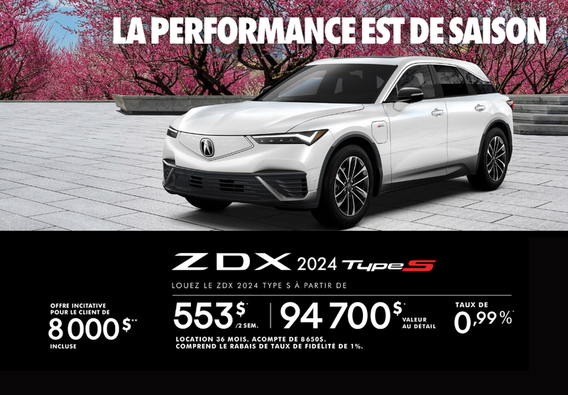 Offre exclusive sur l’Acura ZDX TYPE S 2024! 