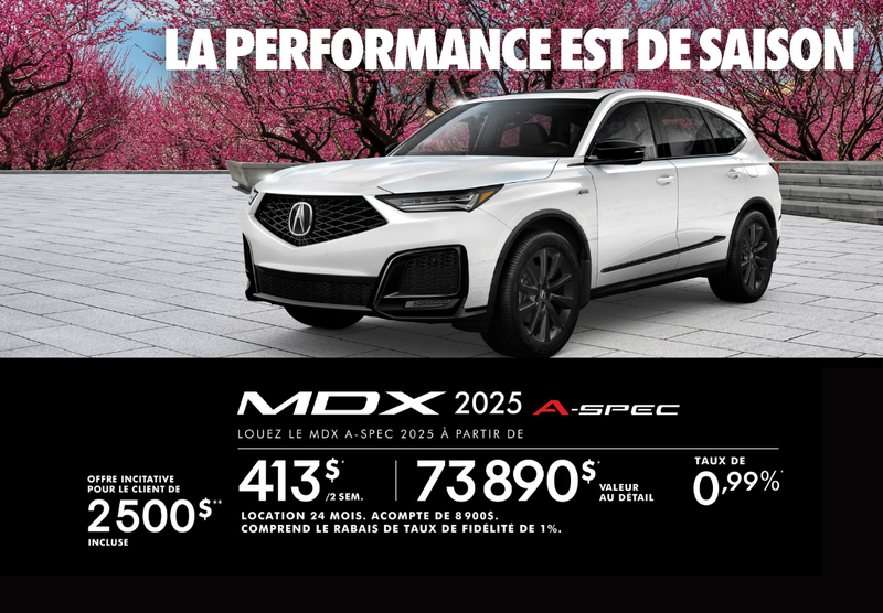 Offre exclusive sur l’Acura MDX A-SPEC 2025!