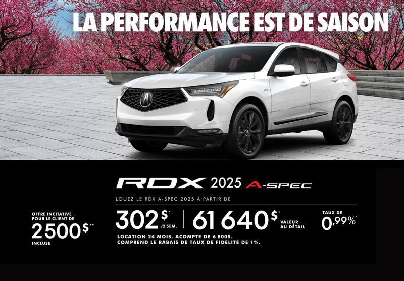 Offre exclusive sur l’Acura RDX A-SPEC 2025!