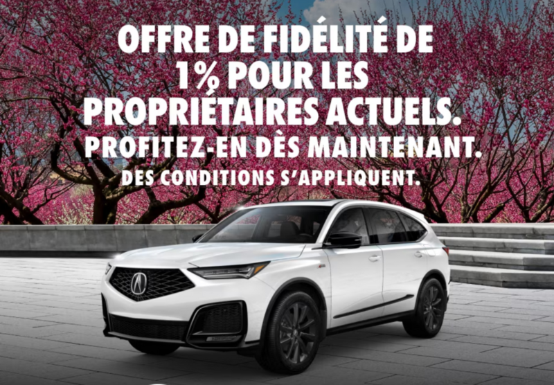 Profitez d’une réduction de taux de 1 % sur certains modèles Acura 2023, 2024 et 2025