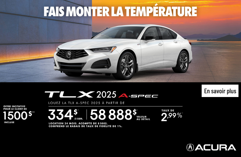 OFFRE EXCLUSIVE DE LOCATION SUR L’ACURA TLX A-SPEC 2025!