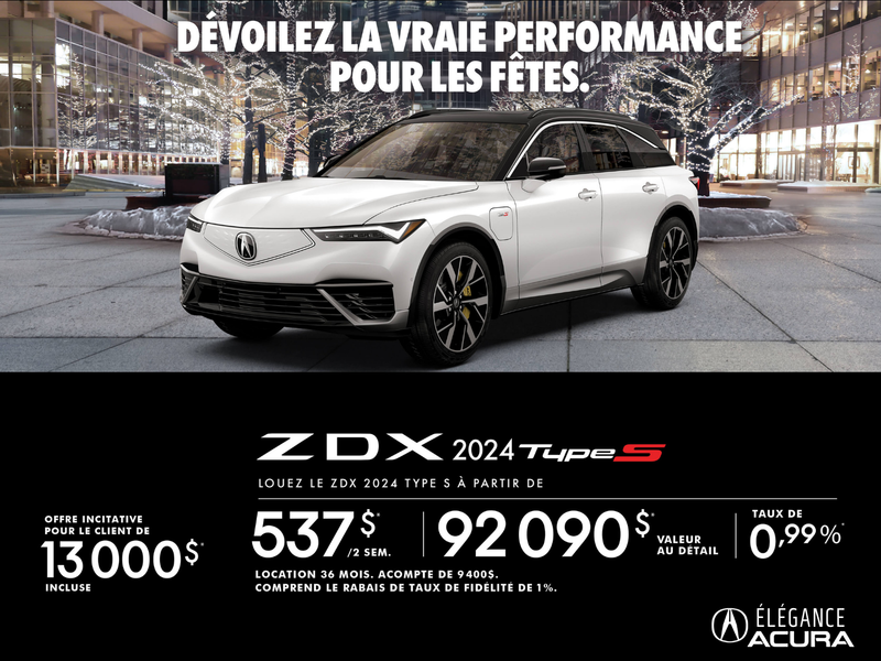 OFFRE DE LOCATION EXCLUSIVE SUR L’ACURA ZDX TYPE S 2024 !