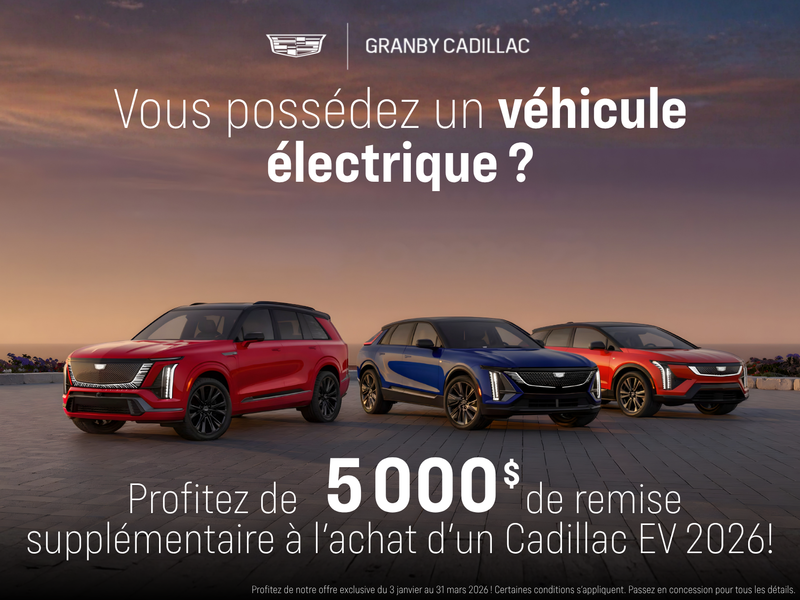 Vous conduisez un véhicule électrique ? Obtenez 5 000 $ de plus sur votre prochain Cadillac électrique.