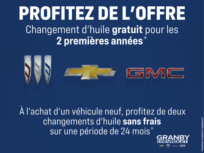 Changement d'huile gratuit pour 2 ans!