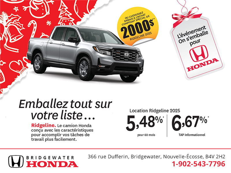 Obtenez le Honda Ridgeline 2024 !