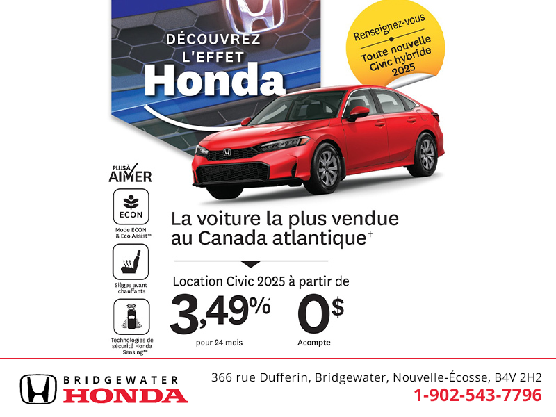 Obtenez la Honda Civic hybride 2025!