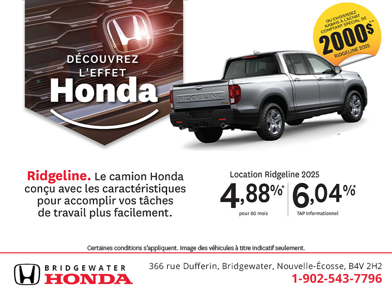 Obtenez le Honda Ridgeline 2025 !