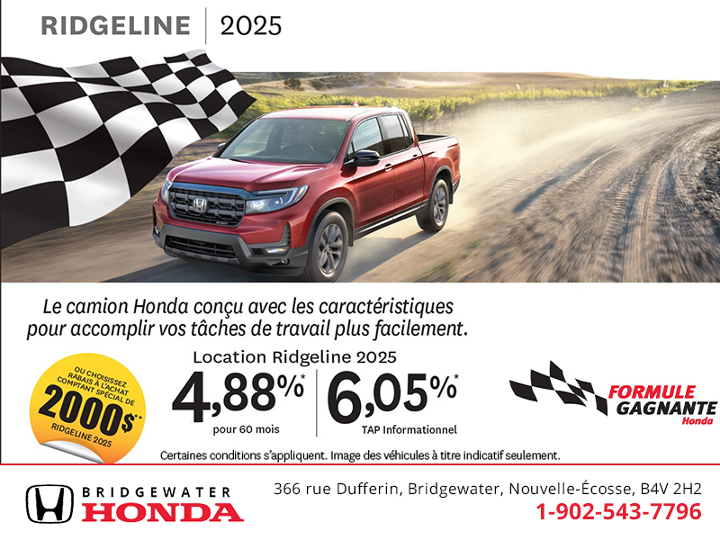 Obtenez le Honda Ridgeline 2025 !