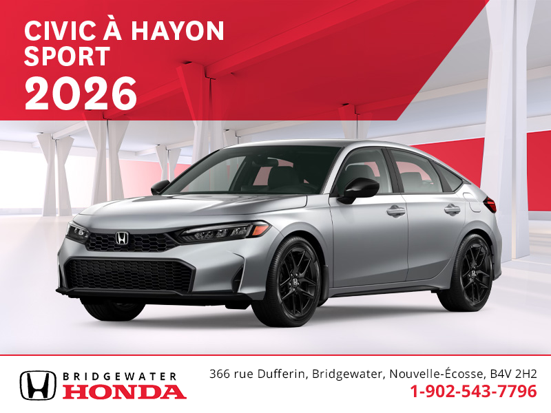 Obtenez la Honda Civic à Hayon 2026!