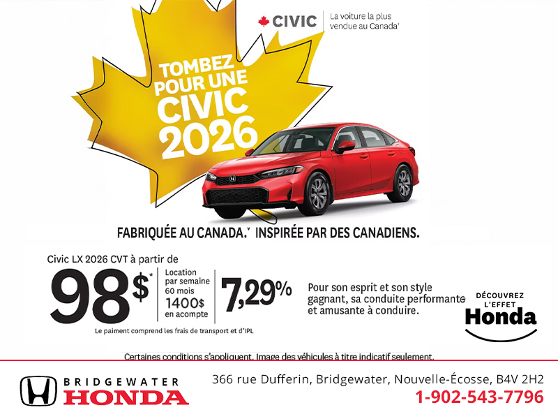 Obtenez la Honda Civic 2026!