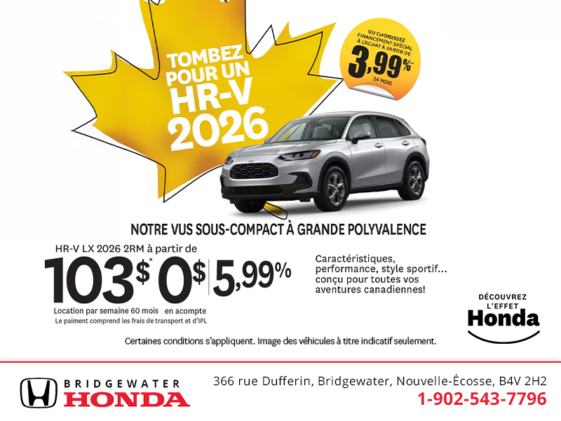 Obtenez le Honda HR-V 2026 !
