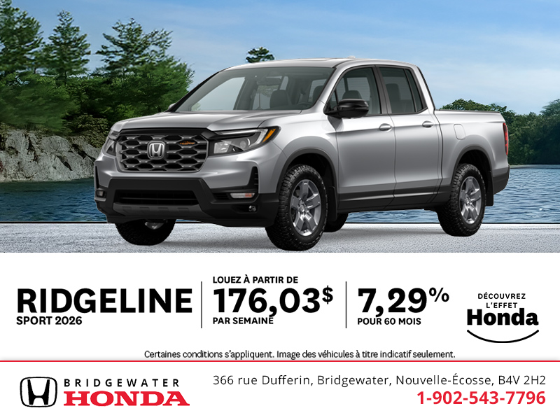 Obtenez le Honda Ridgeline 2026 !