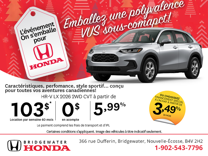 Obtenez le Honda HR-V 2026 !
