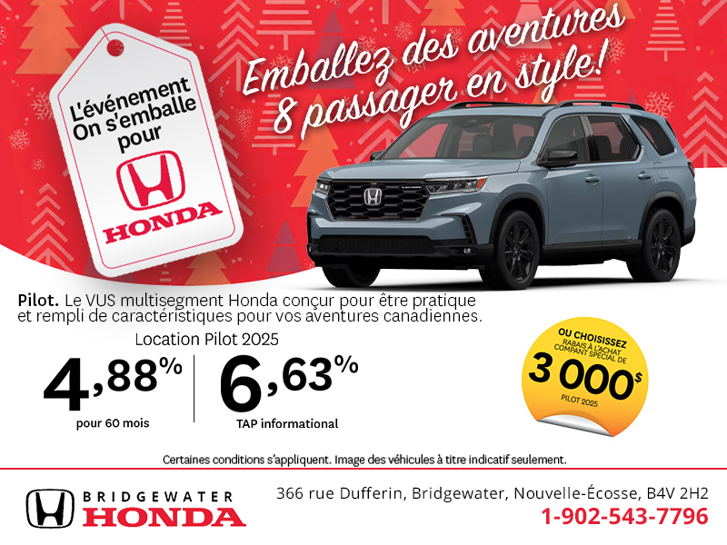 Obtenez le Honda Pilot 2025 !