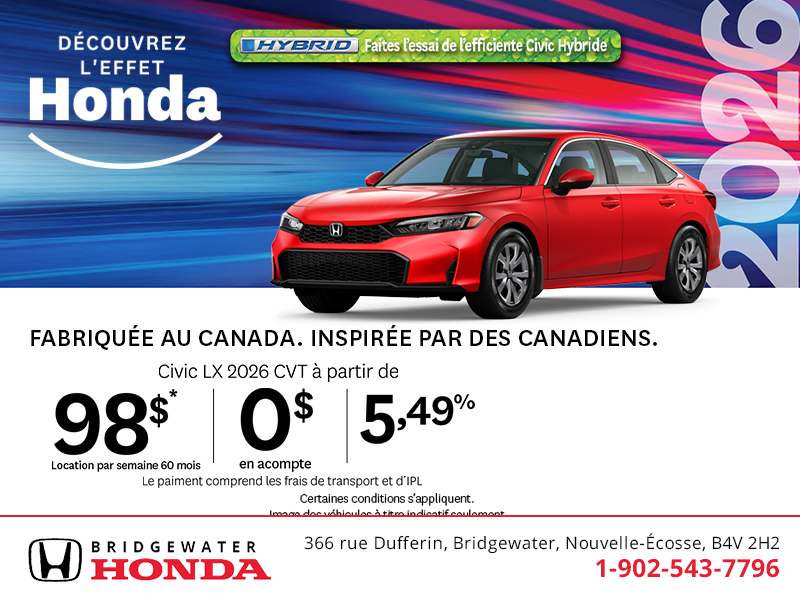 Obtenez la Honda Civic 2026!
