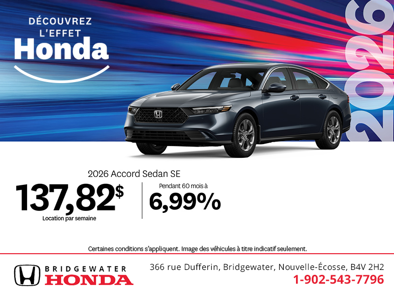 Obtenez le Honda Accord 2026 !