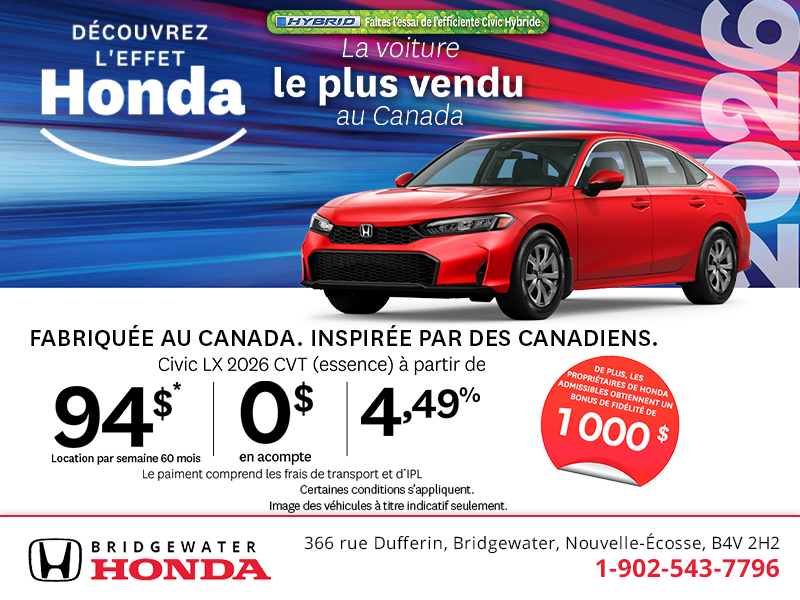 Obtenez la Honda Civic 2026!