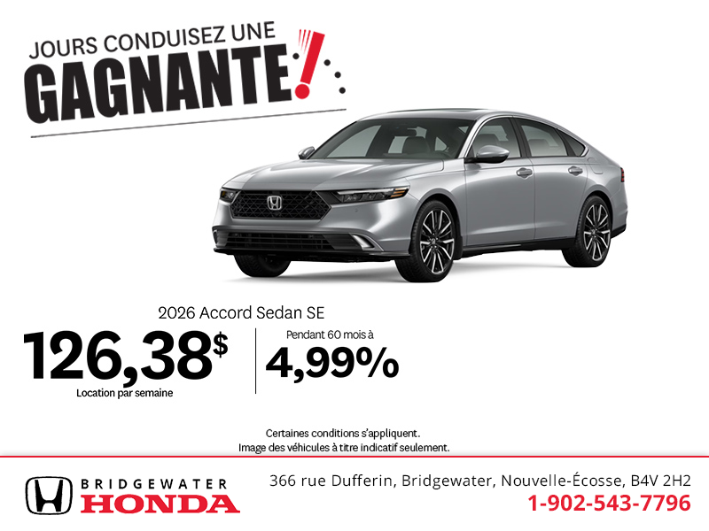 Obtenez le Honda Accord 2026 !
