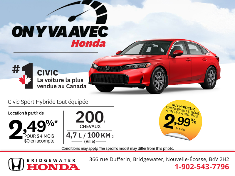 Obtenez la Honda Civic Sport Hybride 2026!