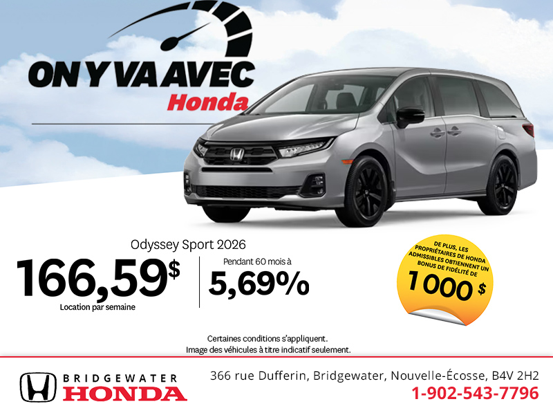 Obtenez la Honda Odyssey 2026 !