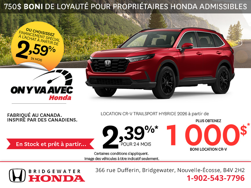 Obtenez la Honda CR-V Hybride 2026 !        