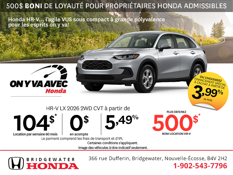 Obtenez la Honda HR-V 2026 !
