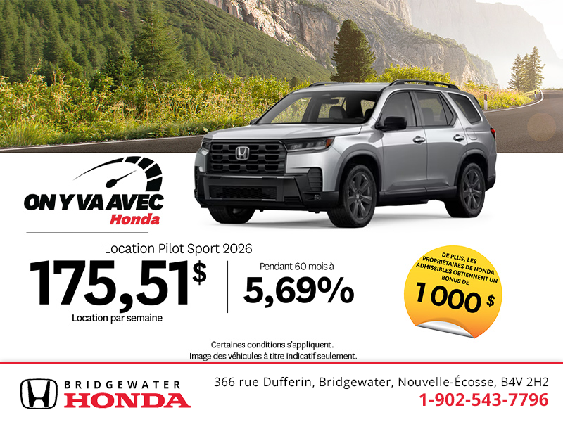 Obtenez la Honda Pilot 2026 !