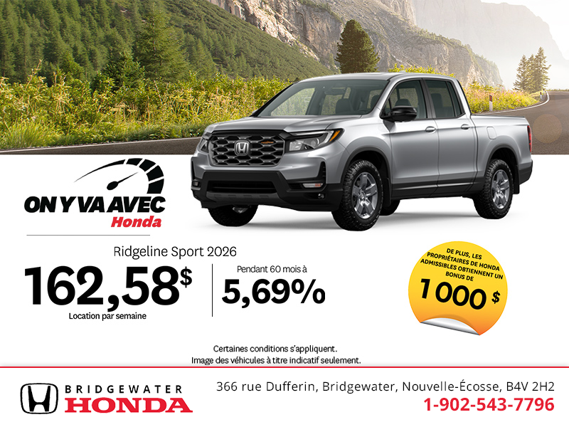 Obtenez la Honda Ridgeline 2026 !