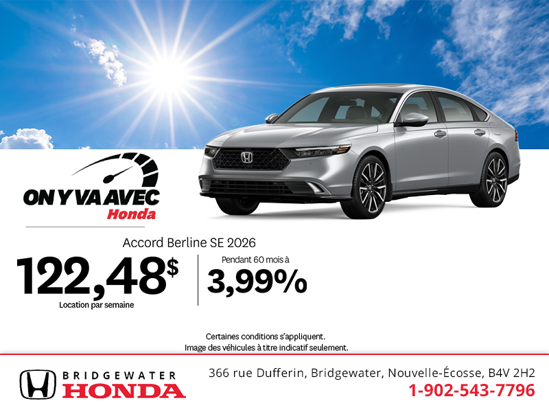 Obtenez la Honda Accord 2026 !